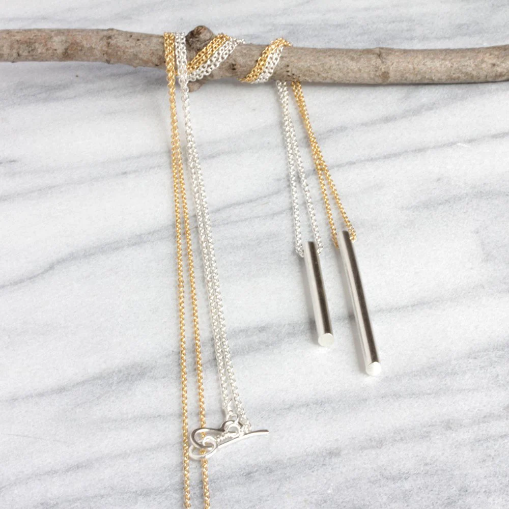 Silver Column Necklace