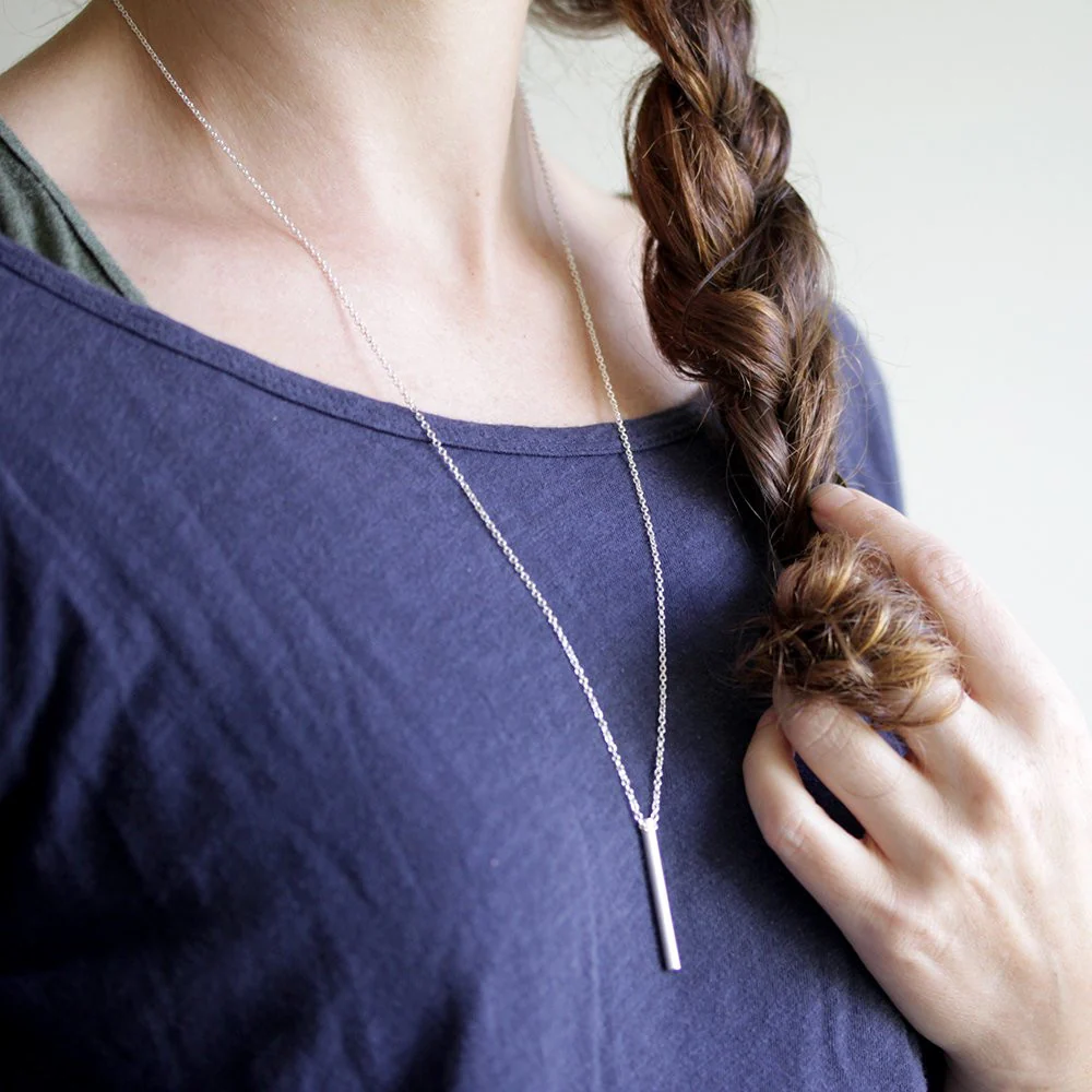 Silver Column Necklace - Image 2