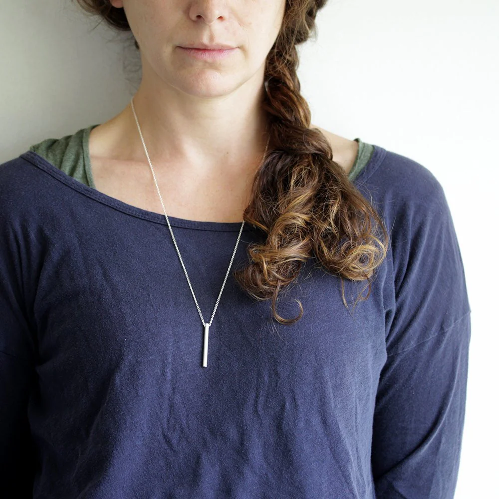 Silver Column Necklace - Image 3