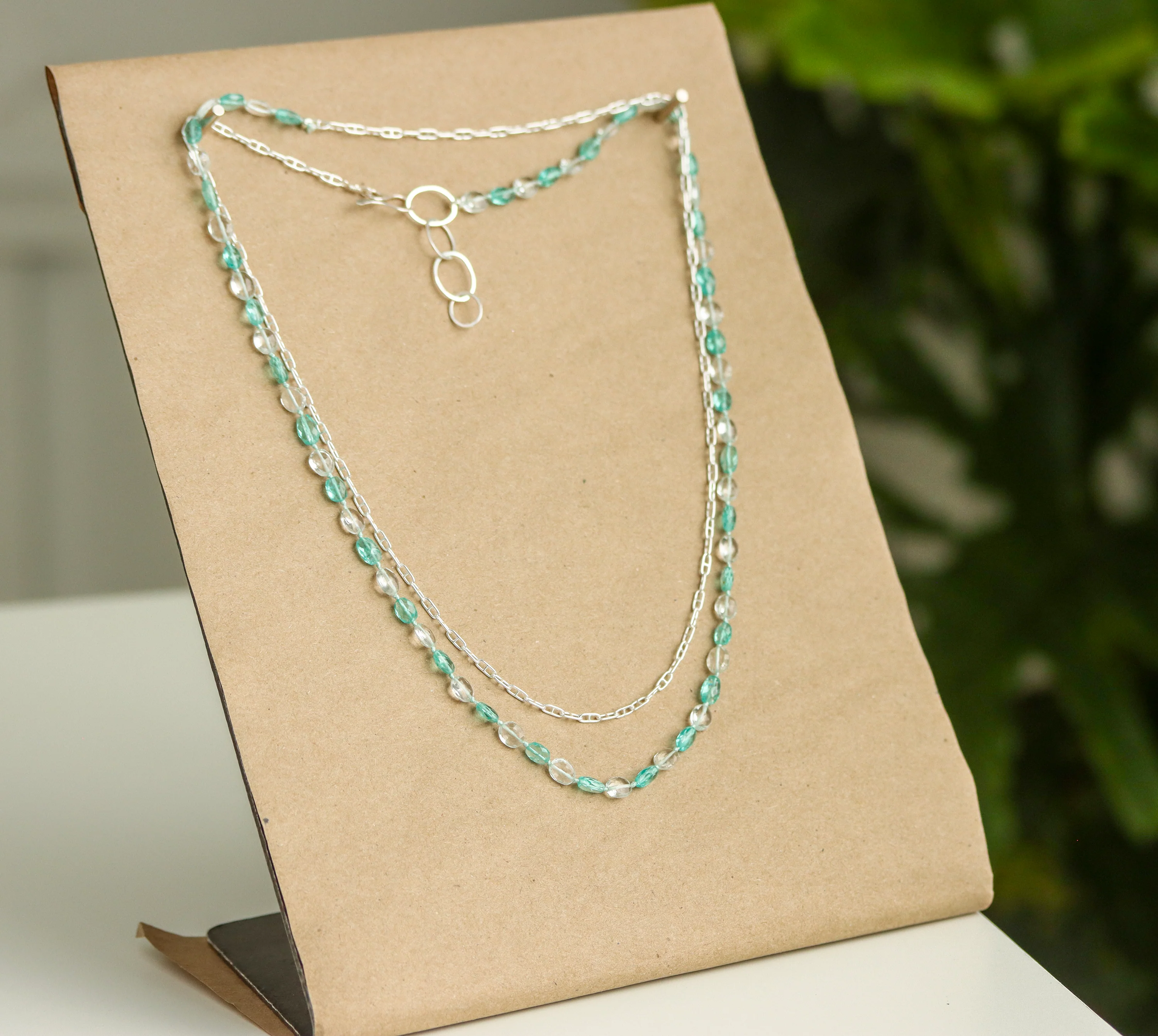 Wintery Gemstone and Sterling Silver Wrap Necklace - Image 3