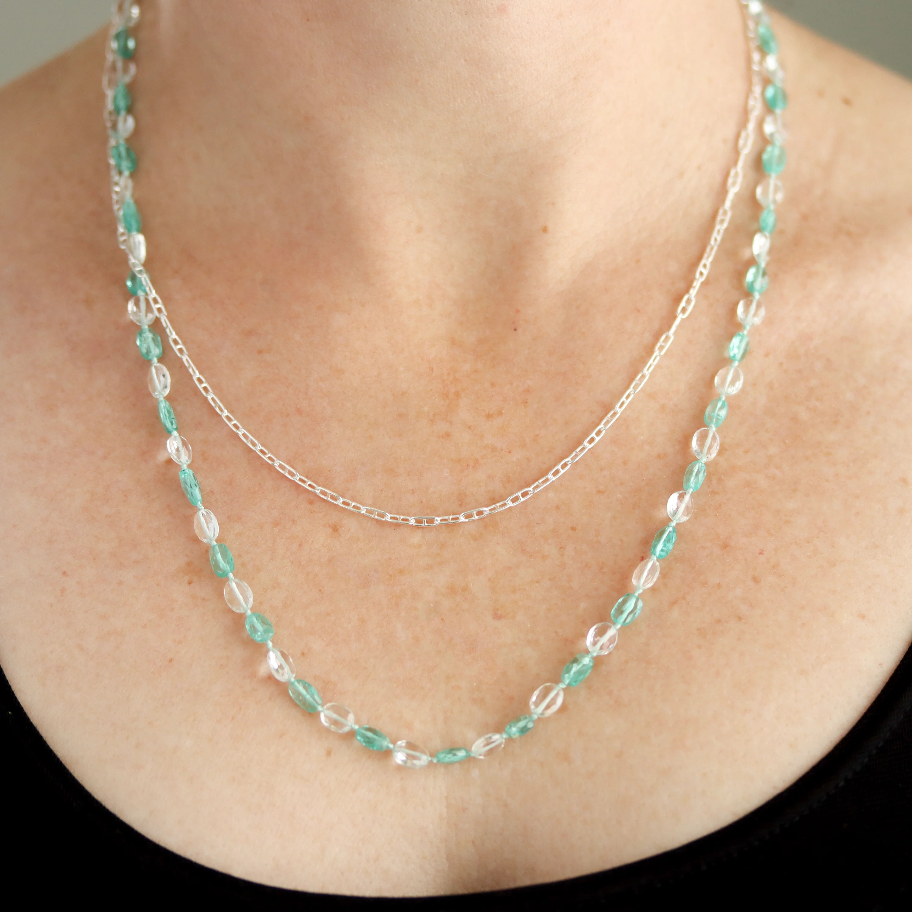 Wintery Gemstone and Sterling Silver Wrap Necklace - Image 4